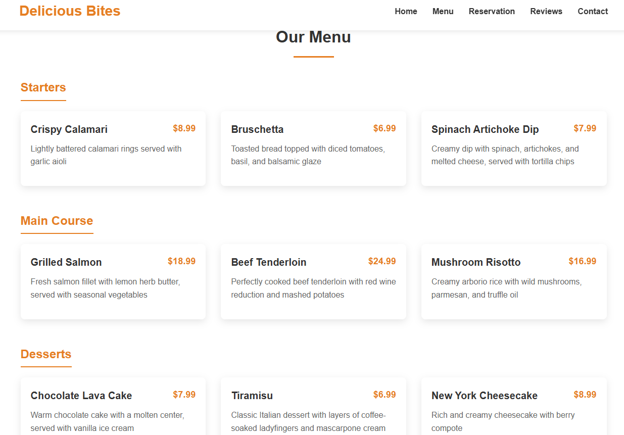 Menu Screenshot